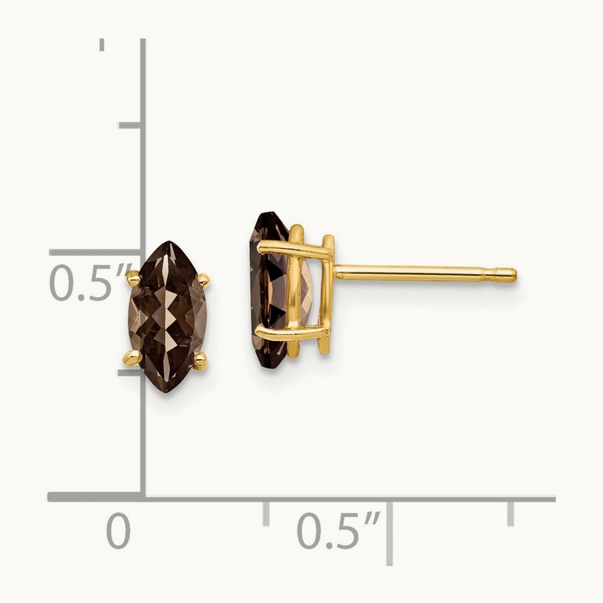 8x4 Marquise Smoky Quartz Earring, 14K