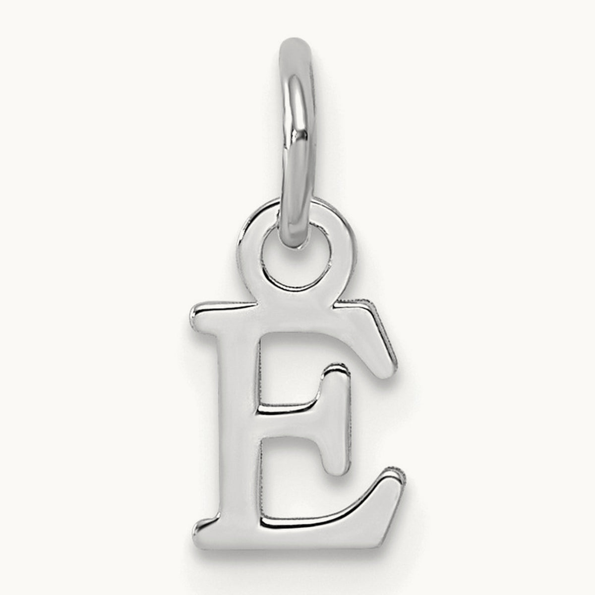 Cutout Letter E Initial Pendant, 14K White Gold