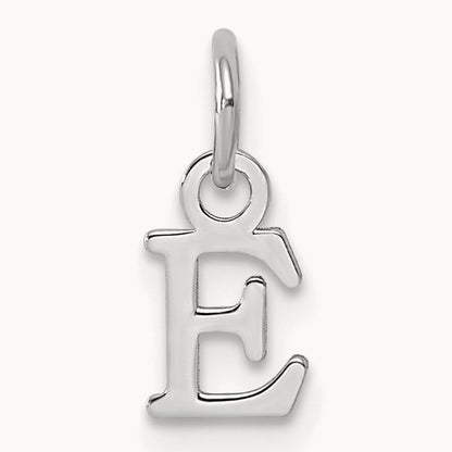 Cutout Letter E Initial Pendant, 14K White Gold