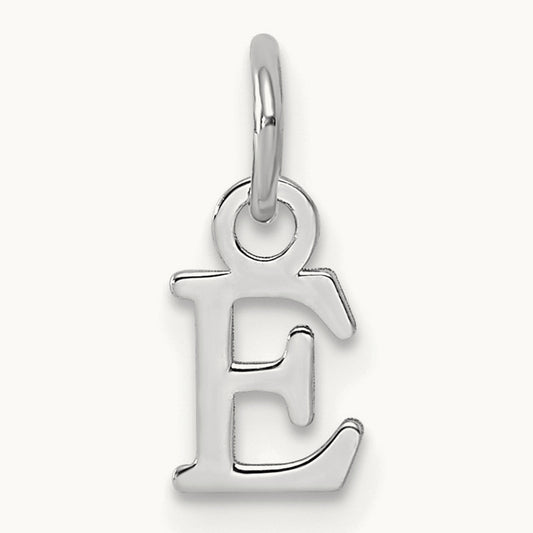 Cutout Letter E Initial Pendant, 14K White Gold