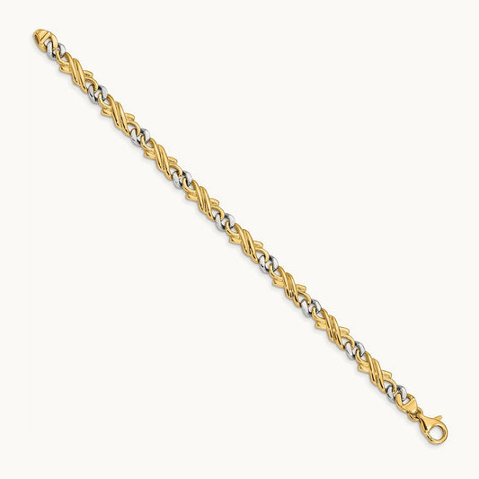Hand-Polished Fancy Link Chain, 6mm, 14K Two-tone