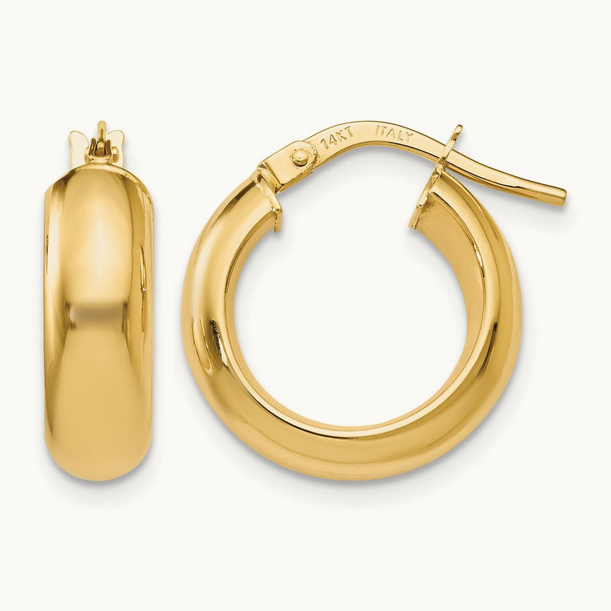 Polished Hoop Earrings, 14K — Leslie's