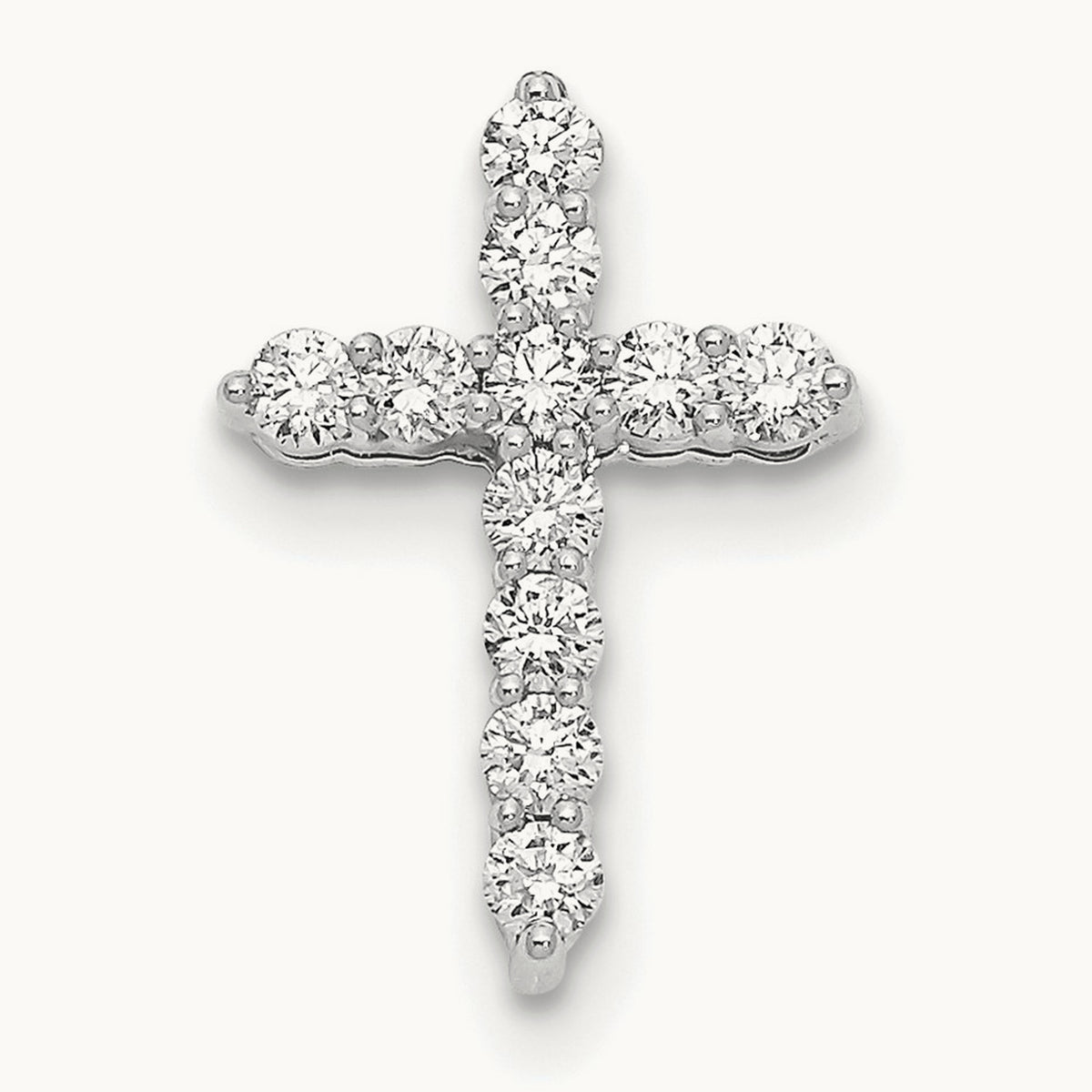 Diamond Cross 18 inch Necklace, 14K White Gold