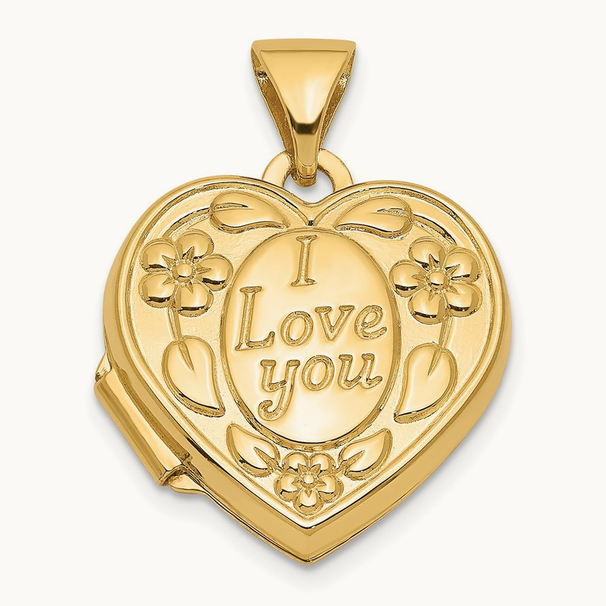 Floral I LOVE YOU Heart Locket, 14K
