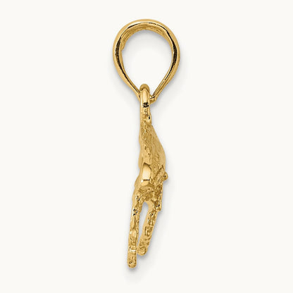 2-D Whale Charm, 14K