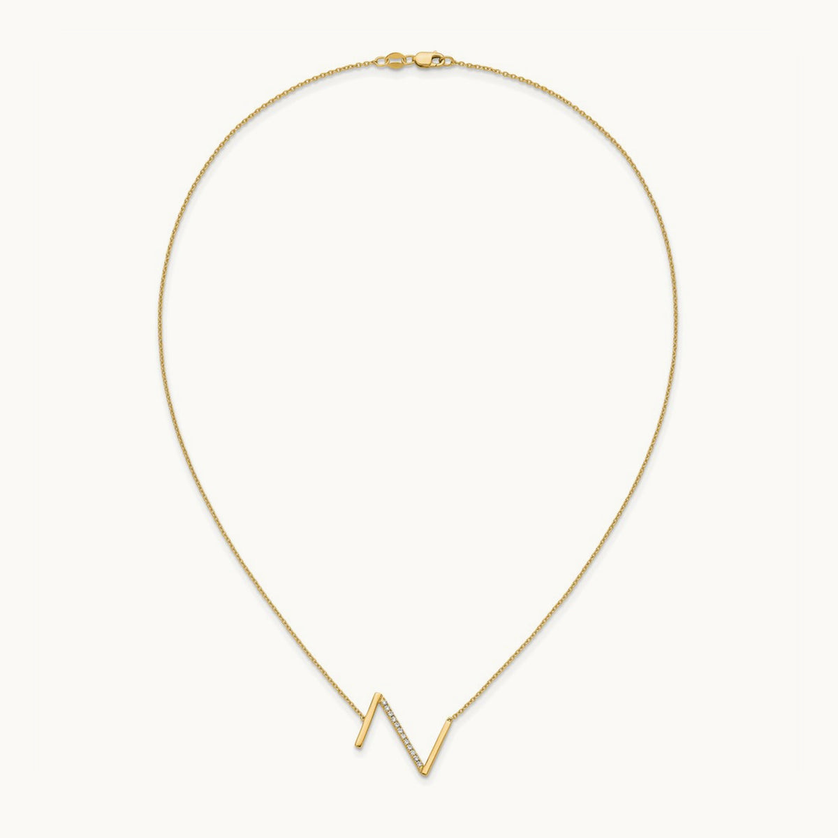 Sideways Diamond Necklace — 14K Yellow Gold, Z