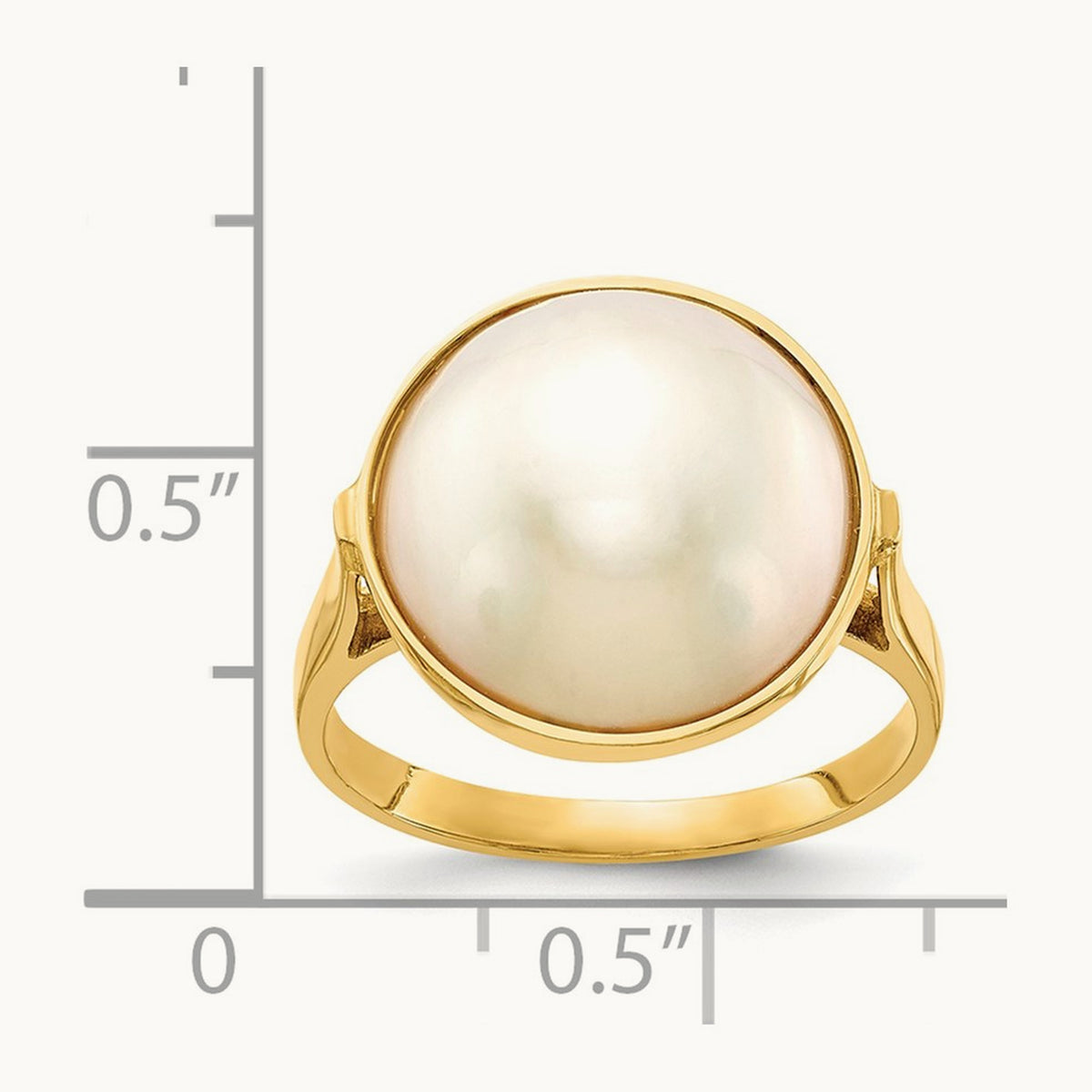13- White Akoya Mabe Saltwater Cultured Pearl Ring, 14mm, 14K