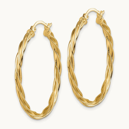 Fine Twisted Hoop Earrings — 14K Yellow Gold, 33.75mm