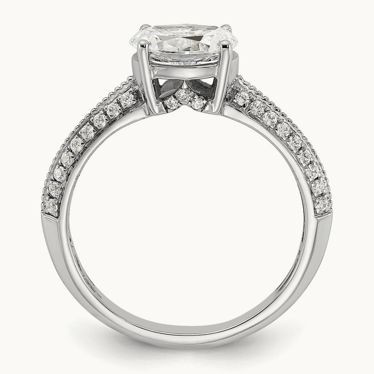 East West Oval Semi-Mount Engagement Ring — 1 ct, 7