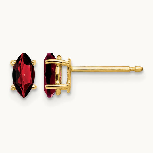 6x3mm Marquise Garnet earring, 14K