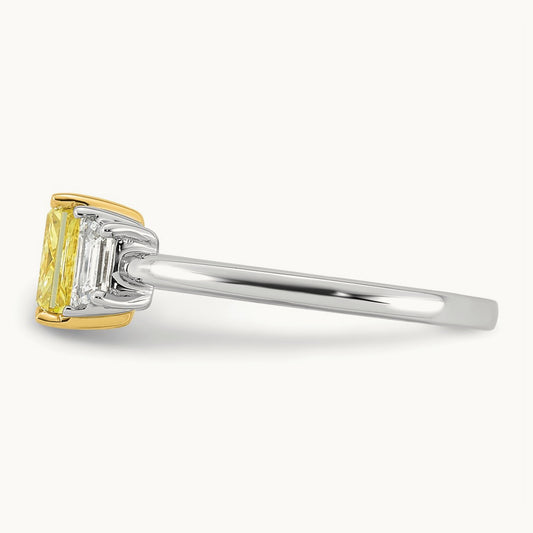 Radiant Vivid Yellow & Trapezoid Ring, 1.00-4.50 ct tw Lab-Grown Diamond