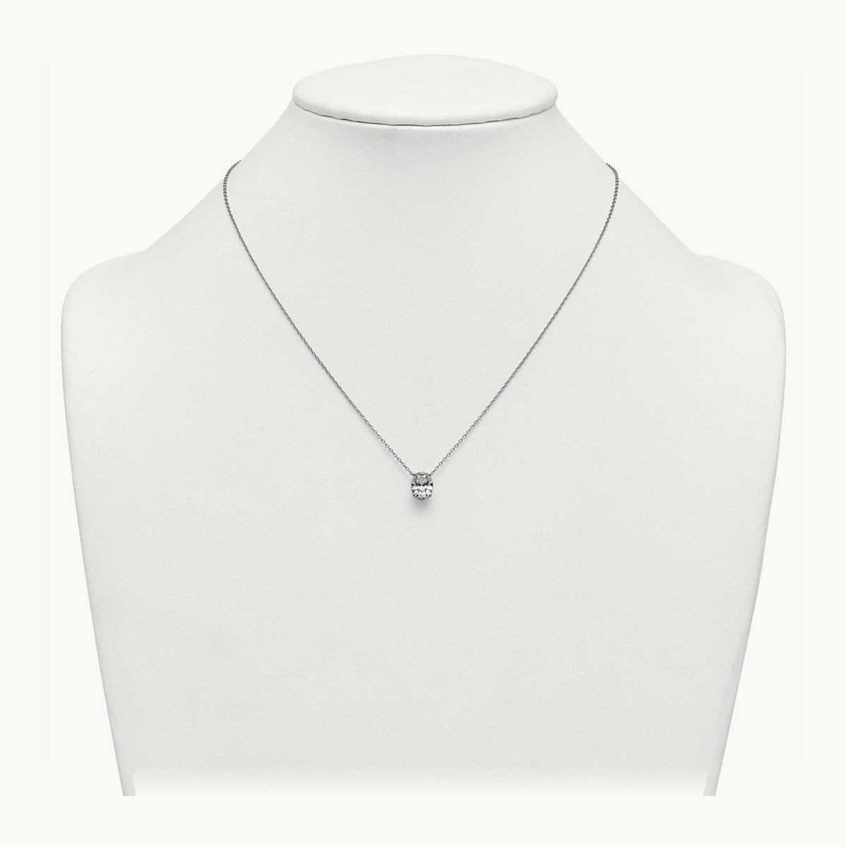 Oval Pendant Necklace, 0.25-4.00 ct tw Lab-Grown Diamond — 1 1/2 ct, 14K White Gold