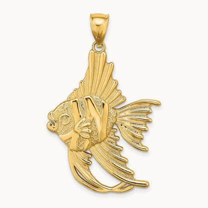Textured LARGE ANGELFISH Charm, 14K