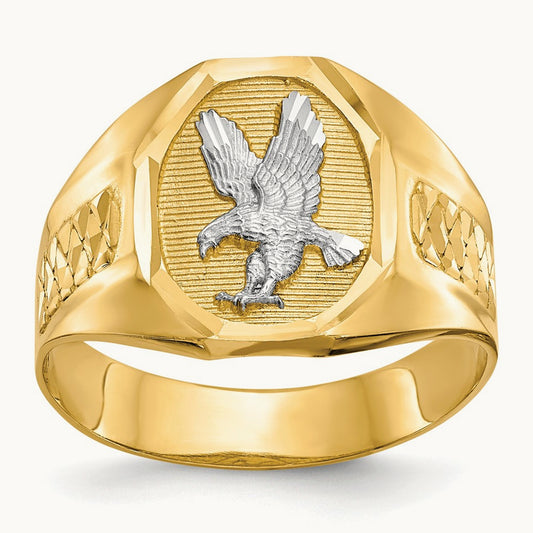 Men's Eagle Ring, 14K with Rhodium