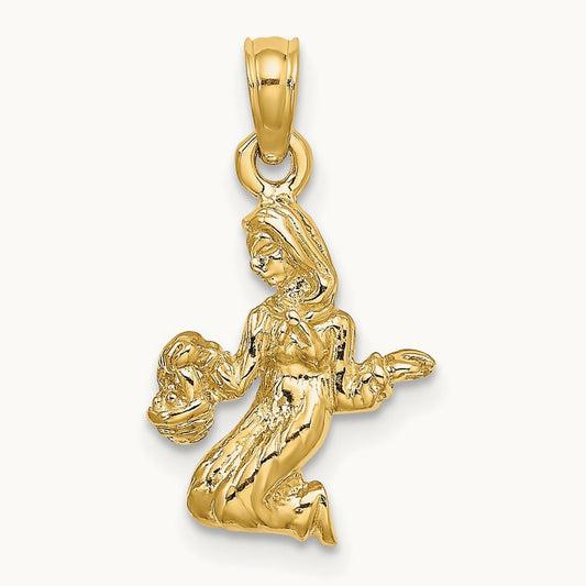 3-D Virgo Zodiac Charm, 14K