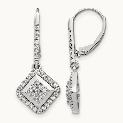Diamond Cluster Leverback Earrings — 26mm