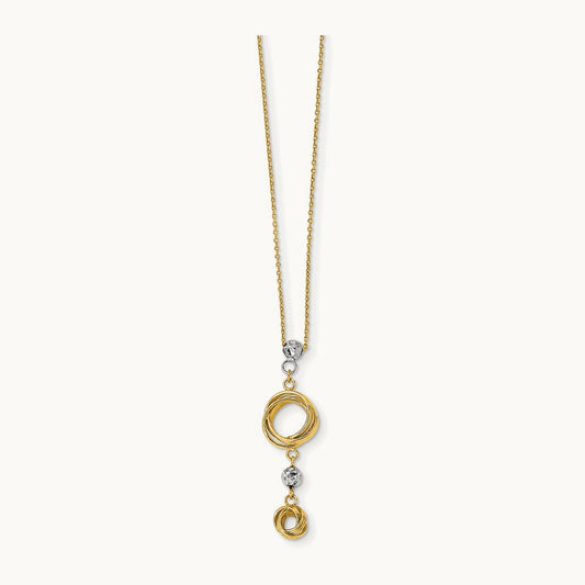 Diamond-cut Beads & Love Knots Necklace, 14K Two-tone