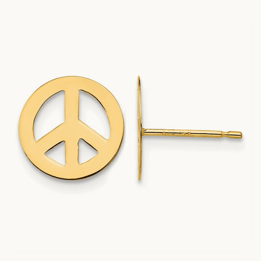 Madi K Peace Sign Post Earrings, 14K