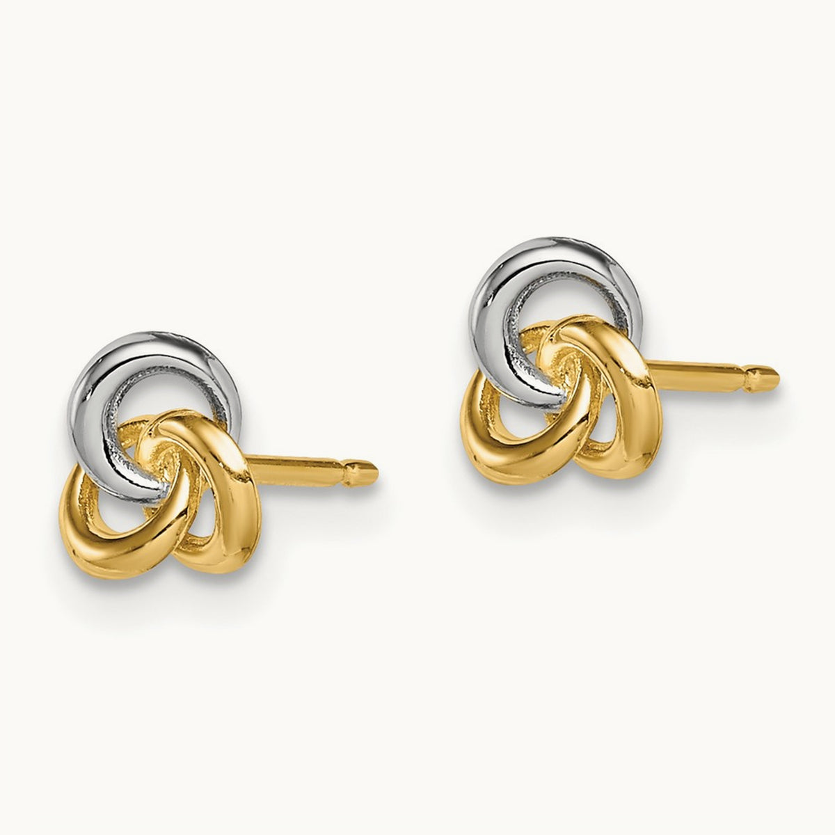 Love Knot Post Earrings — 14K Two-Tone Gold