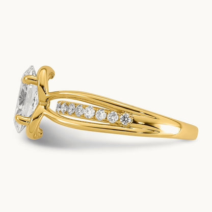 Certified Oval Center Lab Grown Diamond VS+ F+ Ring, 14K Yellow Gold