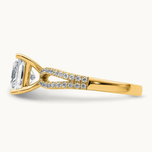 Princess Semi-Mount Engagement Ring, 0.25-2.75 ct tw Lab-Grown Diamond — 1/4 ct, 14K Yellow Gold