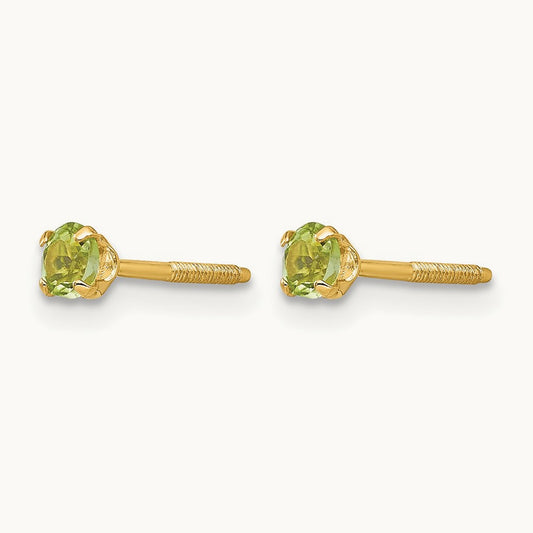 Madi K Peridot Earrings, 3mm, 14K