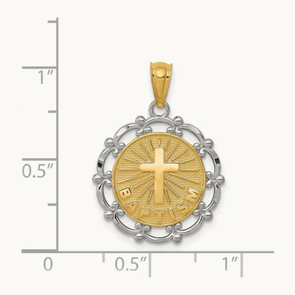 w/Rhodium Baptism Pendant, 14K