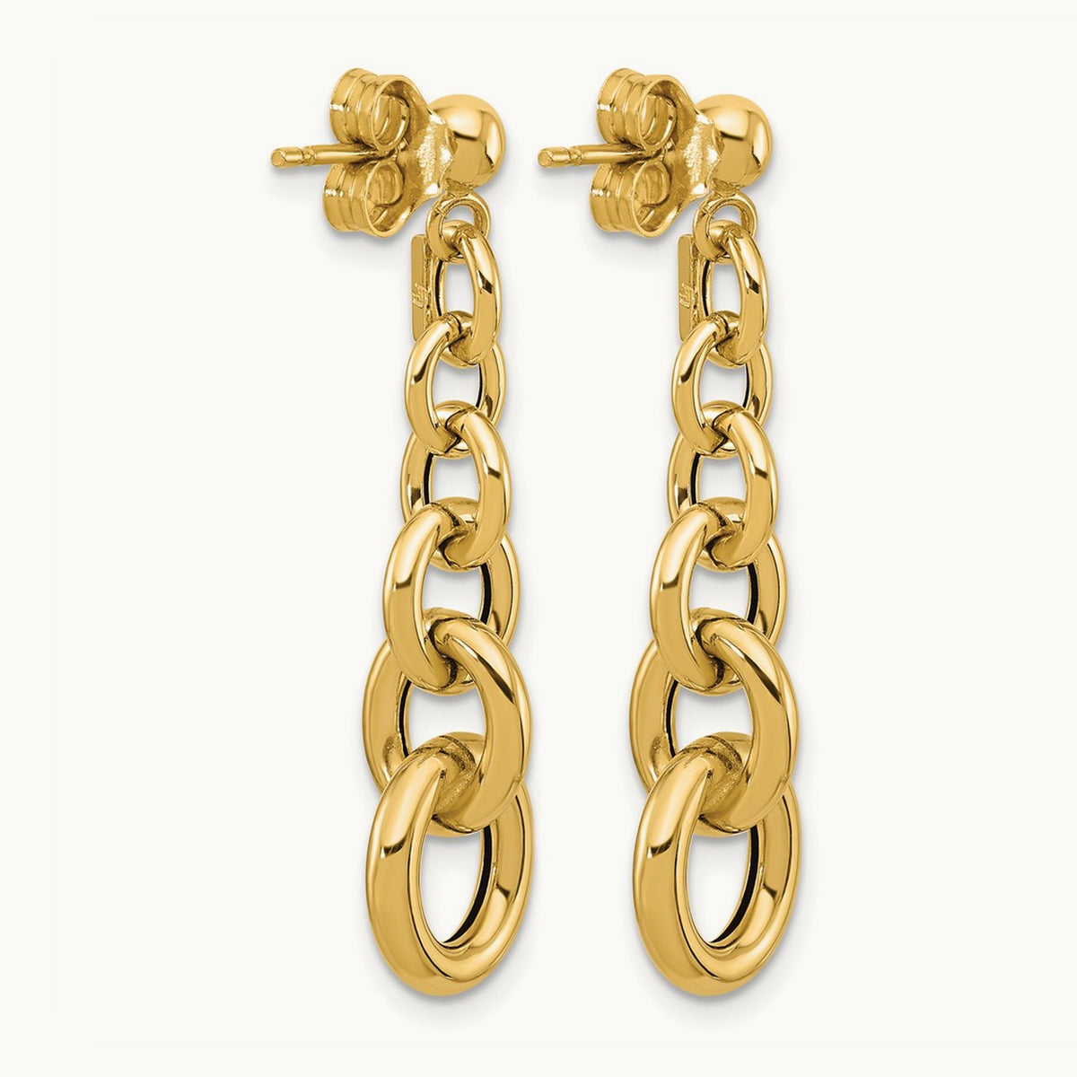 Polished Fancy Circle Link Dangle Post Earrings — Leslie's — photo set