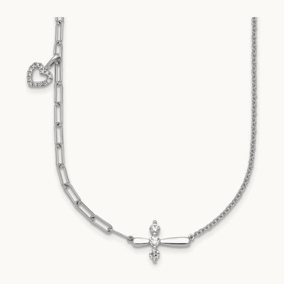 Cross & Heart Necklace, 0.25 ct tw Lab-Grown Diamond