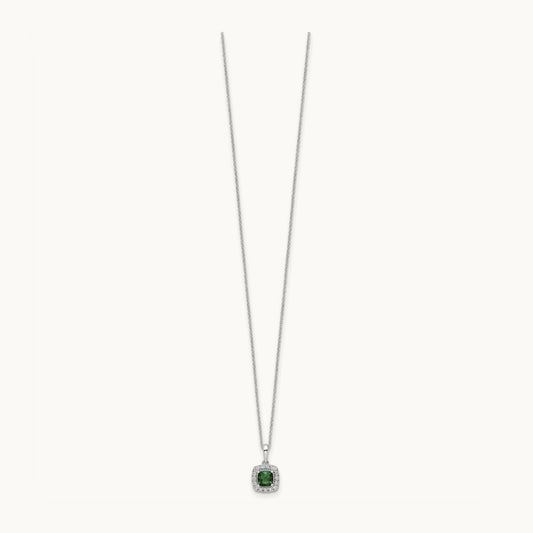 Created Emerald Necklace, 0.25 ct tw Lab-Grown Diamond