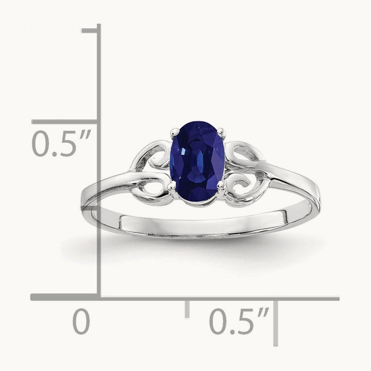 6x4mm Oval Sapphire ring, 14K White Gold