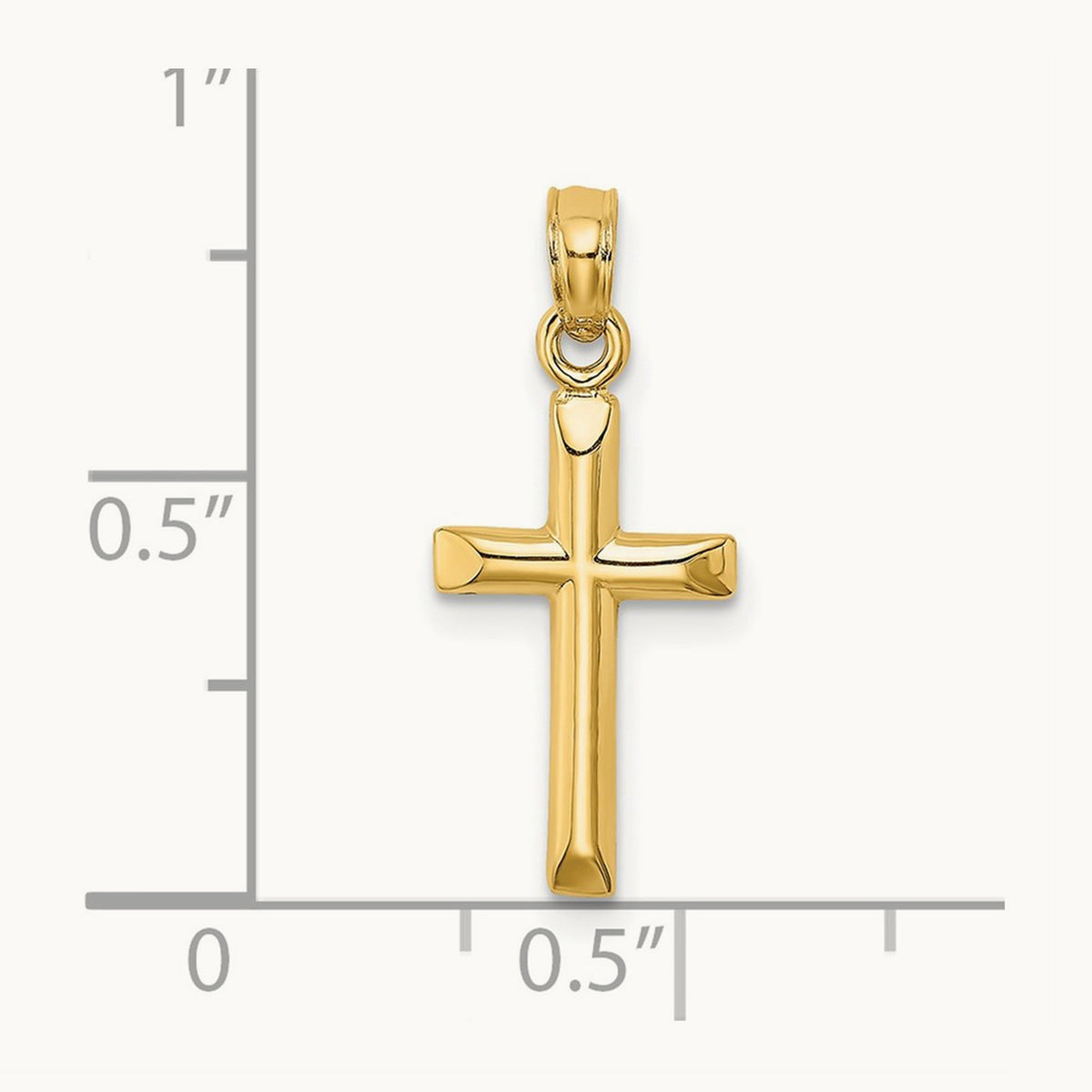 Polished Cross Charm — 14K Yellow Gold