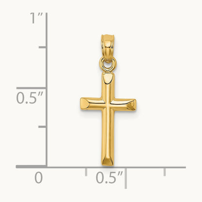 Polished Cross Charm — 14K Yellow Gold