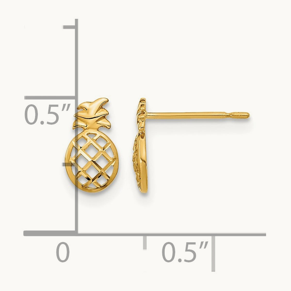Madi K D/C Children's Pineapple Post Earrings, 14K