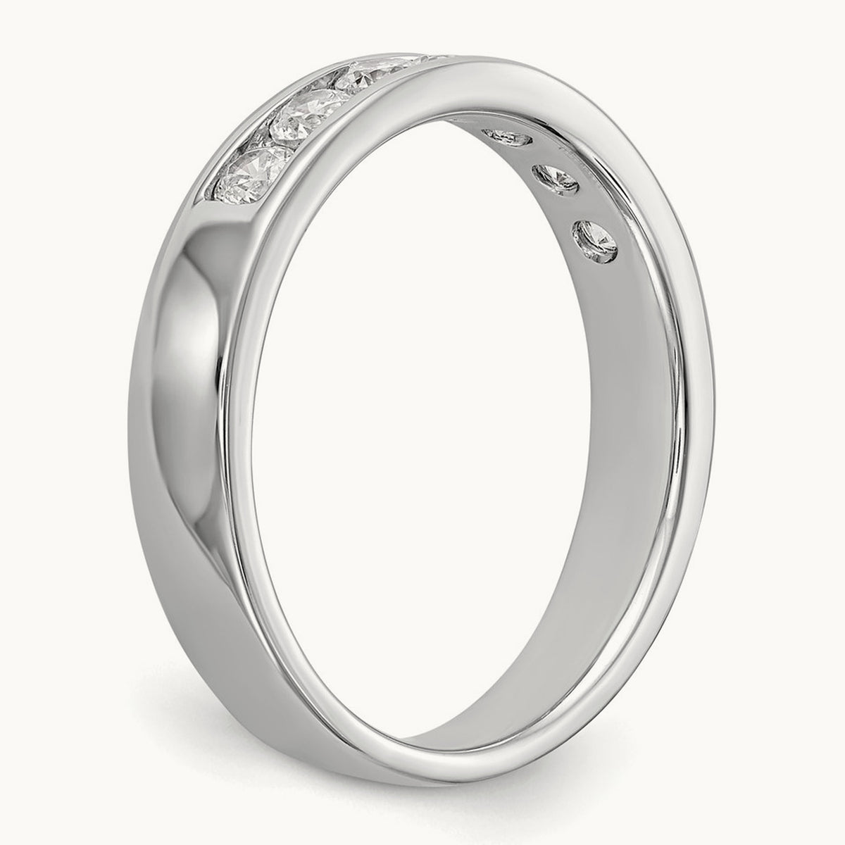 7-Stone Diamond Channel Band, 14K White Gold
