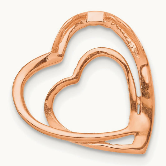 Diamond Double Heart Chain Slide — 14K Rose Gold