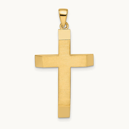 Satin/Polished Beveled Large Latin Cross Pendant, 14K