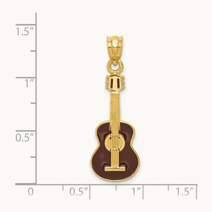 Enameled Guitar Pendant, 14K