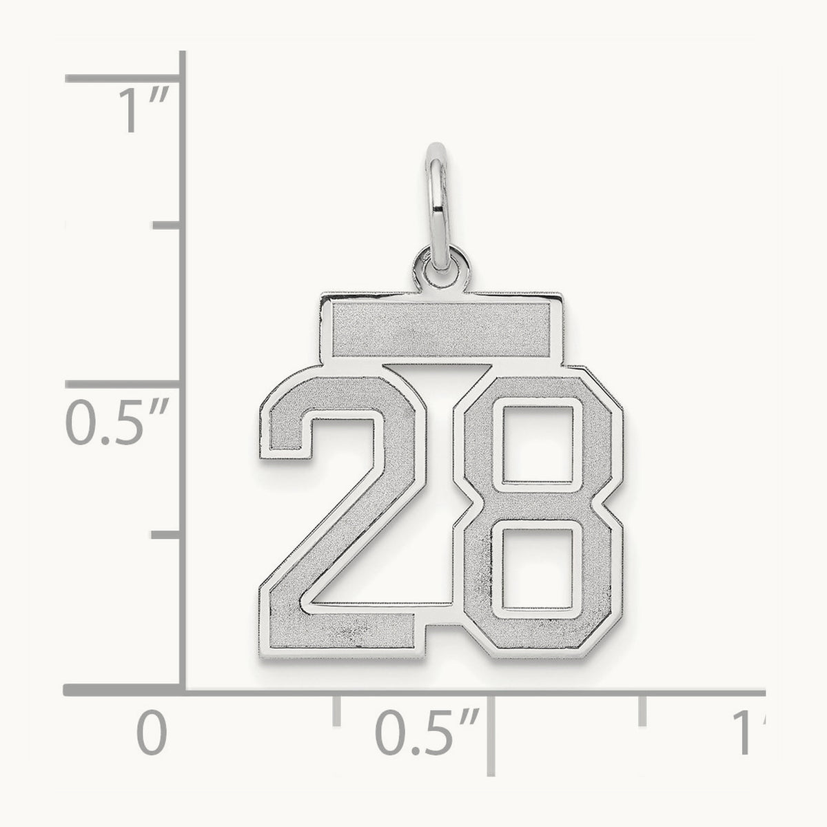 Small Satin Number 28 Charm — 14K White Gold
