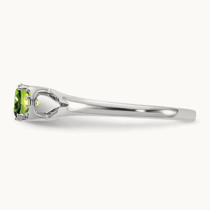 Polished Diamond and Peridot Fashion Ring, 14K White Gold