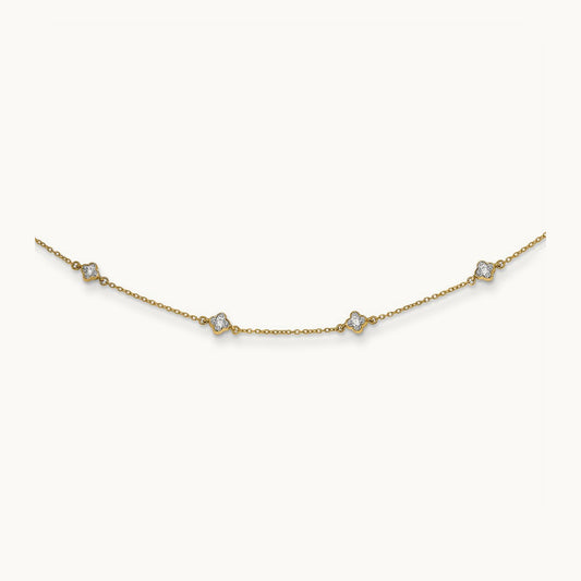 9 Station Necklace, 0.50 ct tw Lab-Grown Diamond — 14K Yellow Gold