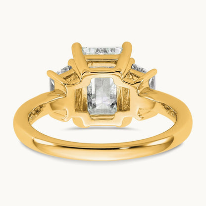 Emerald & Trapezoid Engagement Ring, 1.25-4.00 ct tw Lab-Grown Diamond — 3 1/3 ct, 14K Yellow Gold
