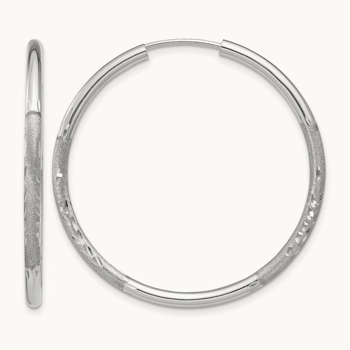 Diamond-cut Endless Hoop Earrings — 30mm, 2mm