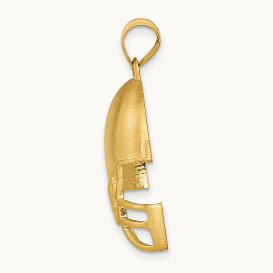 Brushed Football Helmet Pendant, 14K