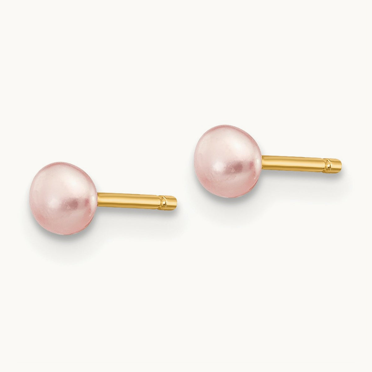 Button Freshwater Cultured Pearl Stud Post Earrings — 14K Yellow Gold