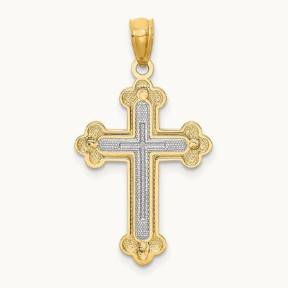Polished Budded Cross, 14K Two-tone