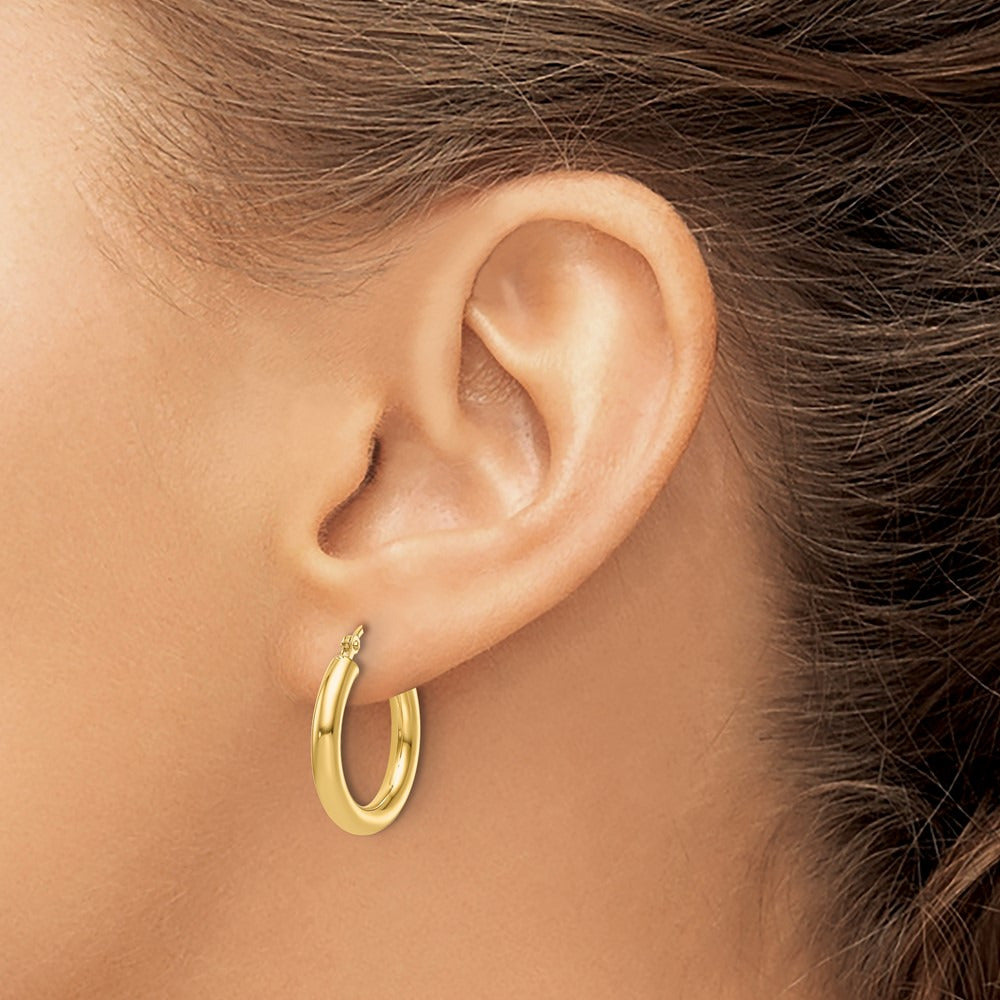 Polished Hoop Earrings — 14K Yellow Gold, 3mm