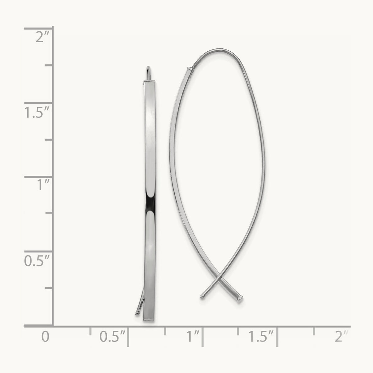 Square Tube Wire Threader Earrings — 14K White Gold