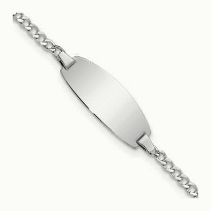 Semi-Solid Oval Curb ID Bracelet — 14K White Gold, 5.5mm