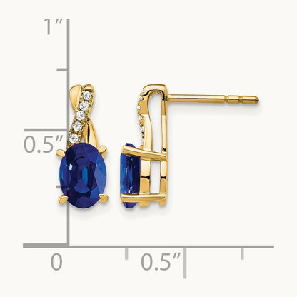 Created Sapphire and Diamond Earrings, 14K